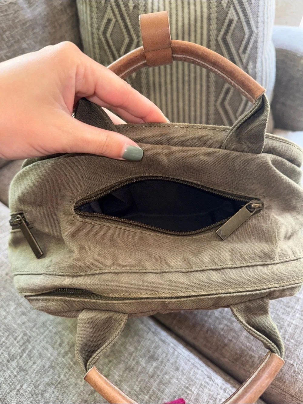 Olive Green Canvas Backpack - Minimal Everyday Carry